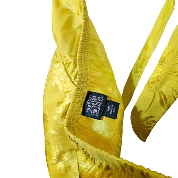 Wild Fable Halter Dress Women XXL Yellow Excellent Floral Jacquard Satin - Picture 4 of 4